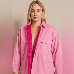 BP Nordstrom Pink Yarrow Oversized Quilted Shirt Jacket Size L